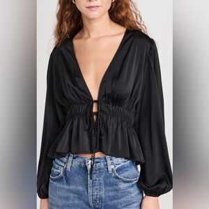 WAYF Tie Waist Long Sleeve Top